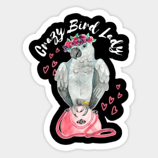Crazy Bird Lady - African Grey Parrot Watercolor Sticker